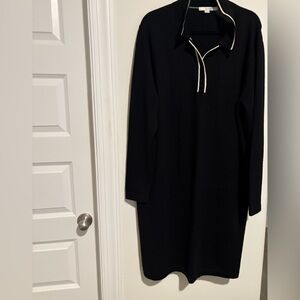 Boden Black Long Sleeve Dress with White Accents size 16L